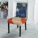 Grunge Ripped Paper American Flag Print Dining Chair Slipcover