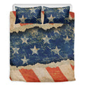 Grunge Ripped Paper American Flag Print Duvet Cover Bedding Set