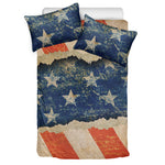 Grunge Ripped Paper American Flag Print Duvet Cover Bedding Set
