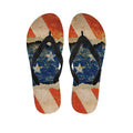 Grunge Ripped Paper American Flag Print Flip Flops