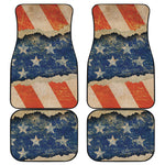 Grunge Ripped Paper American Flag Print Front and Back Car Floor Mats