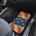 Grunge Ripped Paper American Flag Print Front and Back Car Floor Mats