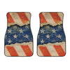 Grunge Ripped Paper American Flag Print Front Car Floor Mats