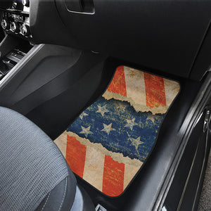 Grunge Ripped Paper American Flag Print Front Car Floor Mats