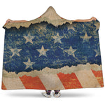 Grunge Ripped Paper American Flag Print Hooded Blanket