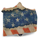Grunge Ripped Paper American Flag Print Hooded Blanket