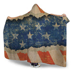 Grunge Ripped Paper American Flag Print Hooded Blanket