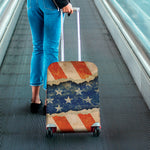 Grunge Ripped Paper American Flag Print Luggage Cover