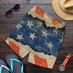 Grunge Ripped Paper American Flag Print Men's Shorts