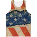 Grunge Ripped Paper American Flag Print Men's Tank Top
