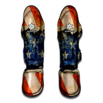 Grunge Ripped Paper American Flag Print Muay Thai Shin Guard