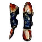 Grunge Ripped Paper American Flag Print Muay Thai Shin Guard