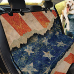Grunge Ripped Paper American Flag Print Pet Car Back Seat Cover