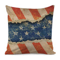 Grunge Ripped Paper American Flag Print Pillow Cover