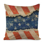 Grunge Ripped Paper American Flag Print Pillow Cover
