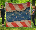 Grunge Ripped Paper American Flag Print Quilt