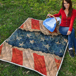 Grunge Ripped Paper American Flag Print Quilt