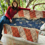 Grunge Ripped Paper American Flag Print Quilt