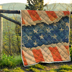 Grunge Ripped Paper American Flag Print Quilt