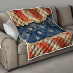 Grunge Ripped Paper American Flag Print Quilt