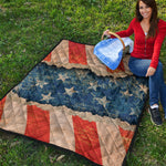 Grunge Ripped Paper American Flag Print Quilt
