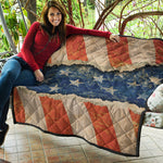 Grunge Ripped Paper American Flag Print Quilt