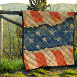 Grunge Ripped Paper American Flag Print Quilt