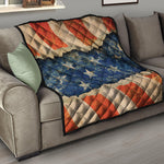Grunge Ripped Paper American Flag Print Quilt