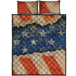 Grunge Ripped Paper American Flag Print Quilt Bed Set