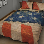 Grunge Ripped Paper American Flag Print Quilt Bed Set