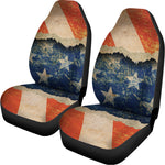 Grunge Ripped Paper American Flag Print Universal Fit Car Seat Covers