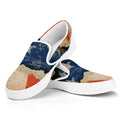 Grunge Ripped Paper American Flag Print White Slip On Sneakers