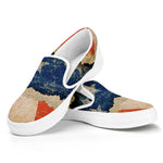 Grunge Ripped Paper American Flag Print White Slip On Shoes