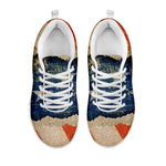 Grunge Ripped Paper American Flag Print White Sneakers