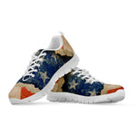 Grunge Ripped Paper American Flag Print White Sneakers