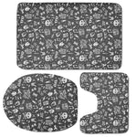 Grunge Rock And Roll Pattern Print 3 Piece Bath Mat Set