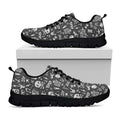 Grunge Rock And Roll Pattern Print Black Running Shoes