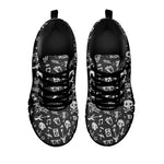 Grunge Rock And Roll Pattern Print Black Sneakers
