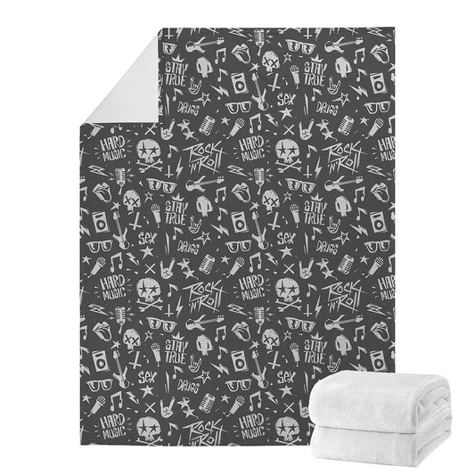 Grunge Rock And Roll Pattern Print Blanket