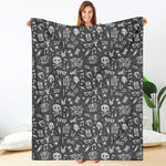 Grunge Rock And Roll Pattern Print Blanket