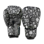 Grunge Rock And Roll Pattern Print Boxing Gloves