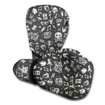 Grunge Rock And Roll Pattern Print Boxing Gloves