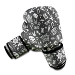 Grunge Rock And Roll Pattern Print Boxing Gloves