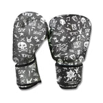 Grunge Rock And Roll Pattern Print Boxing Gloves
