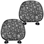 Grunge Rock And Roll Pattern Print Car Headrest Covers