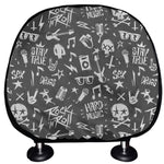 Grunge Rock And Roll Pattern Print Car Headrest Covers