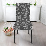 Grunge Rock And Roll Pattern Print Dining Chair Slipcover