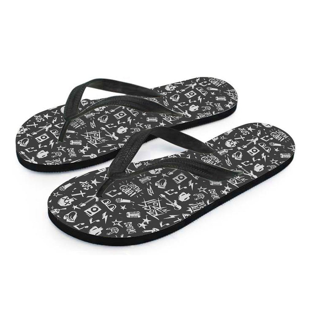 Grunge Rock And Roll Pattern Print Flip Flops