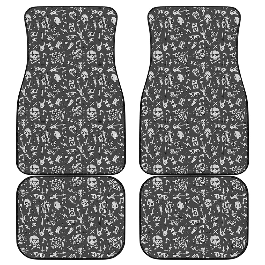 Grunge Rock And Roll Pattern Print Front and Back Car Floor Mats