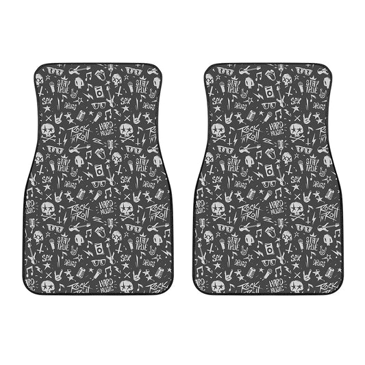 Grunge Rock And Roll Pattern Print Front Car Floor Mats